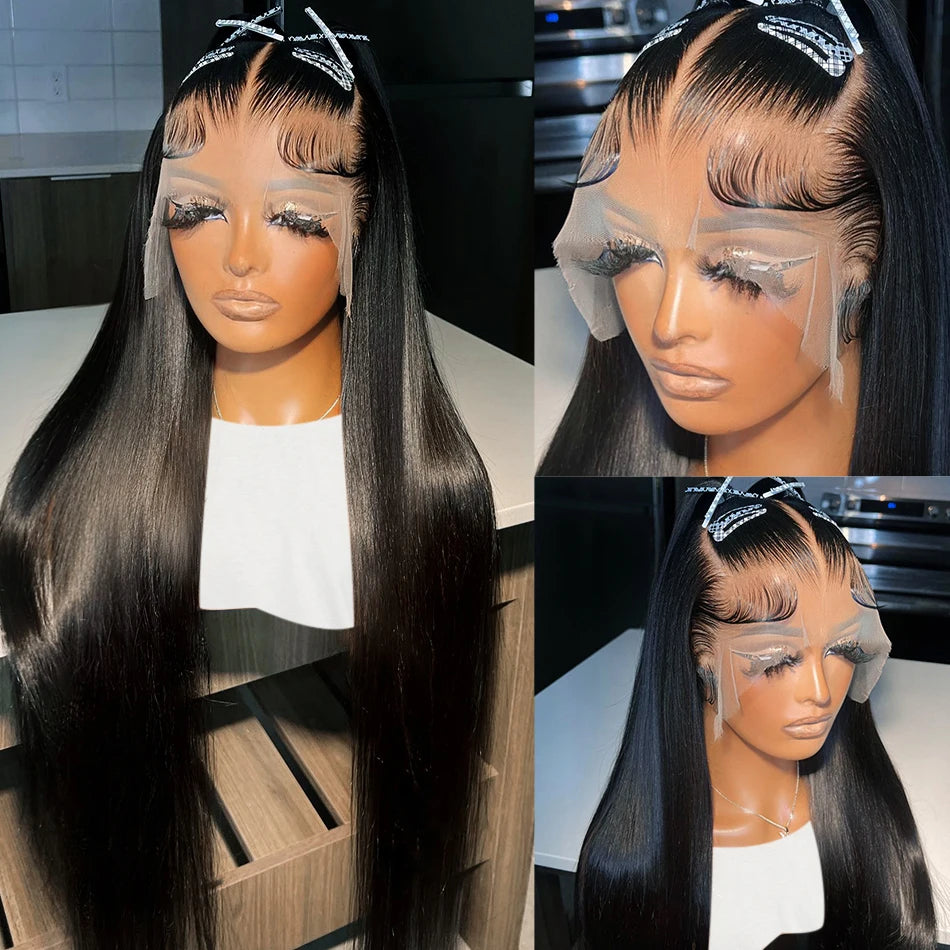 Glueless Straight 13x6 HD Lace Frontal Wig, Human Hair 100% Brazilian Transparent Lace, Preplucked