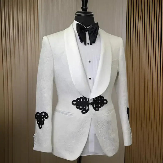 Floral Men's Suit Jacket with Mandarin Buttons 1 Pc