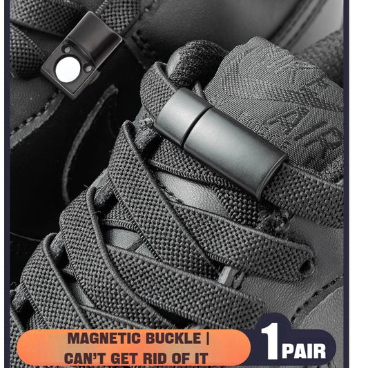 1Pair Magnetic Lock Shoelaces without ties, Flat Elastic Laces No Tie