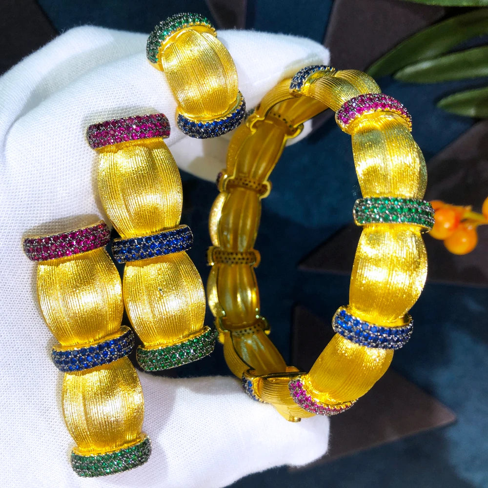 4PCS Fashion Luxury Bamboo Knot Africa Jewelry Sets For Women