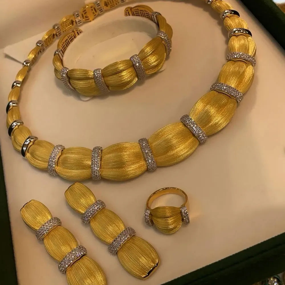 4PCS Fashion Luxury Bamboo Knot Africa Jewelry Sets For Women