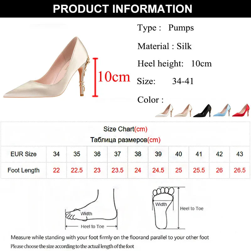 Flowered Heels Wedding Shoes for Women, Elegant Silk Designed Stiletto Heeled Pumps