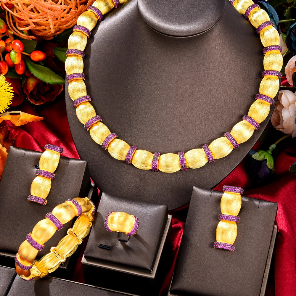 4PCS Fashion Luxury Bamboo Knot Africa Jewelry Sets For Women