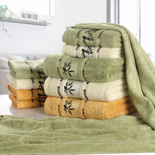 Bamboo Fiber Towels Set, Thick Absorbent Luxury Bathroom Towels