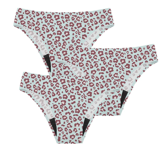 Women's Low Waist Swim Bottom-3 Blue Leopard Print