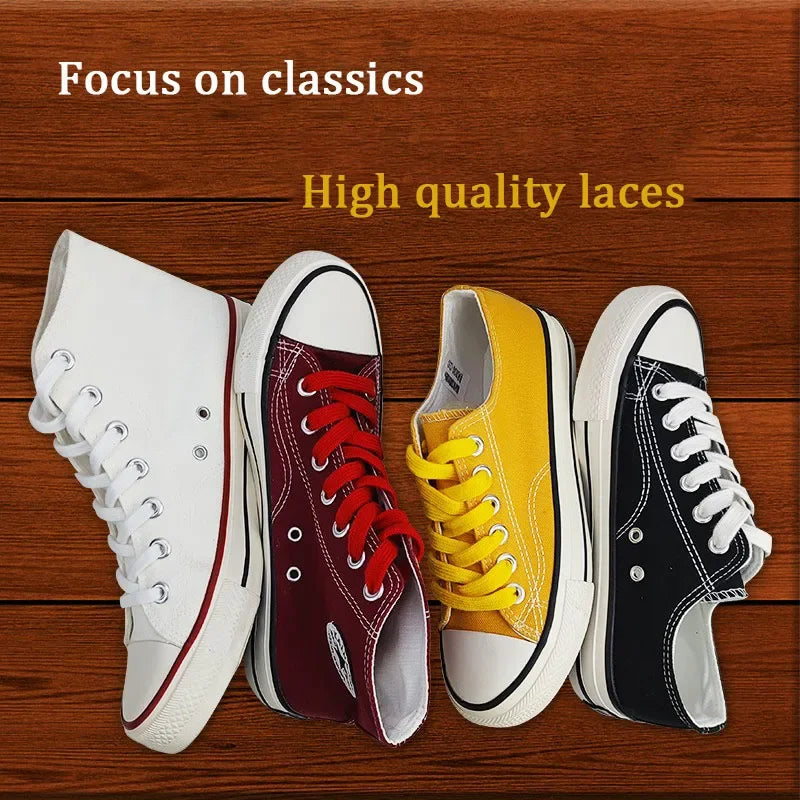 Flat Cotton Shoelaces for Sneakers, High-top Canvas Casual Shoe Laces No Elasticity