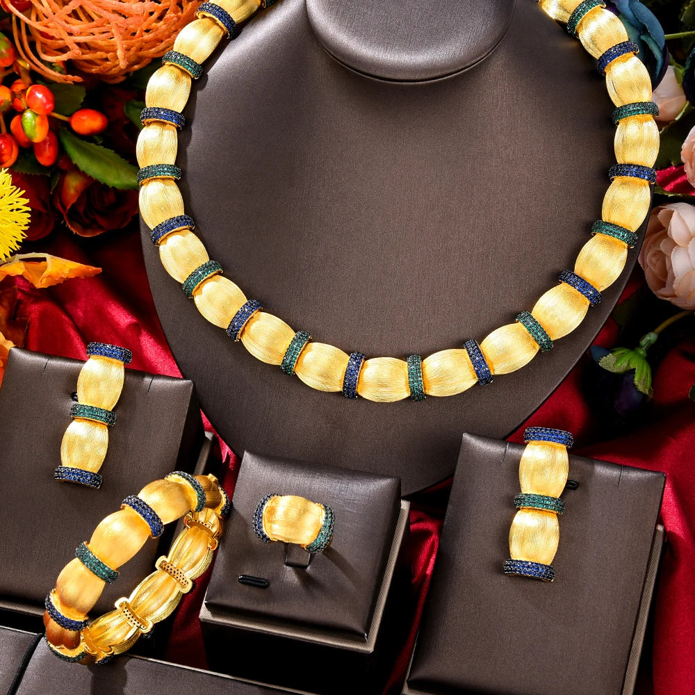 4PCS Fashion Luxury Bamboo Knot Africa Jewelry Sets For Women