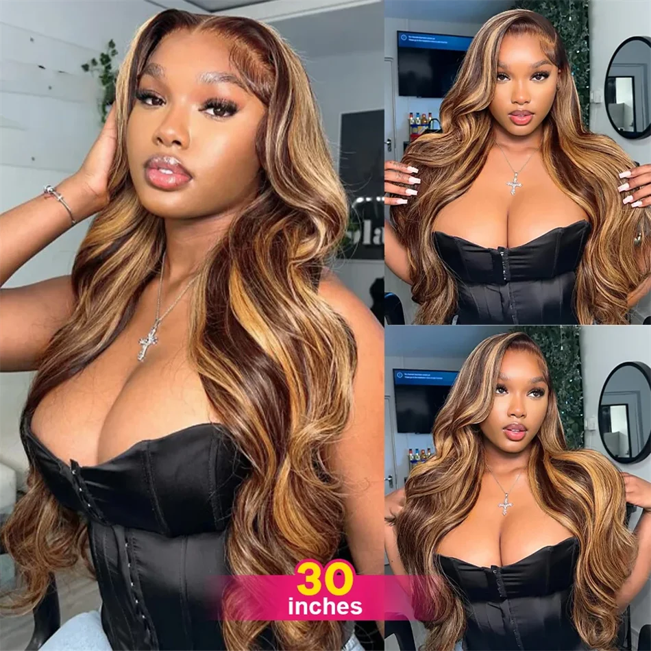 180-220% Density Lace Frontal Wig, 4/27 Highlight Body Wave, 13×6 Lace Front Wigs