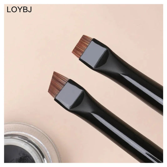 Professional Makeup Brushes - Angled Eyebrow Brush and Flat Fine Eyeliner Brush - Thin, Precise Liner