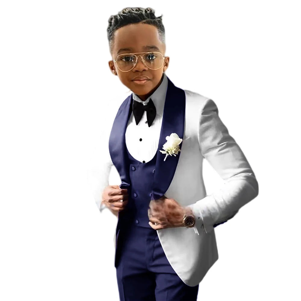 Wedding Tuxedo 3 Piece Jacket, Pants & Vest For Boys