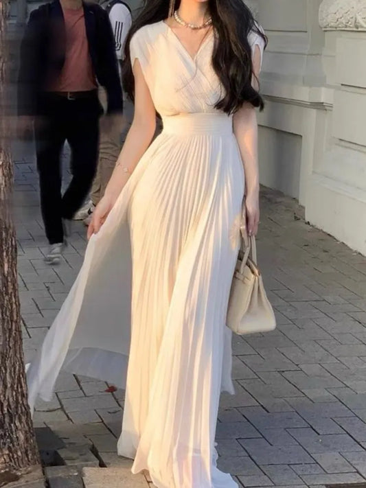 Summer Women's Elegant Chic Vintage Pleated Prom Birthday Clothes