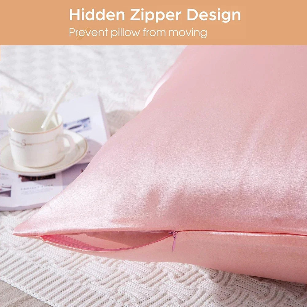 100% Pure Silk Pillowcase, Two Sides Natural Mulberry Silk Pillow Case with Hidden Zipper (one pillowcase)