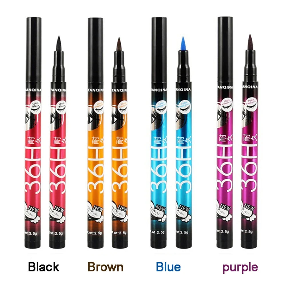 "Black Liquid Eyeliner Set - 5 Styles, Waterproof, Colorful, Makeup Stencil for Eye Makeup"