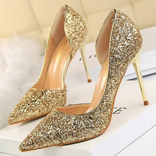 Women's 9.5cm High Heels Gold Red Silver Pum