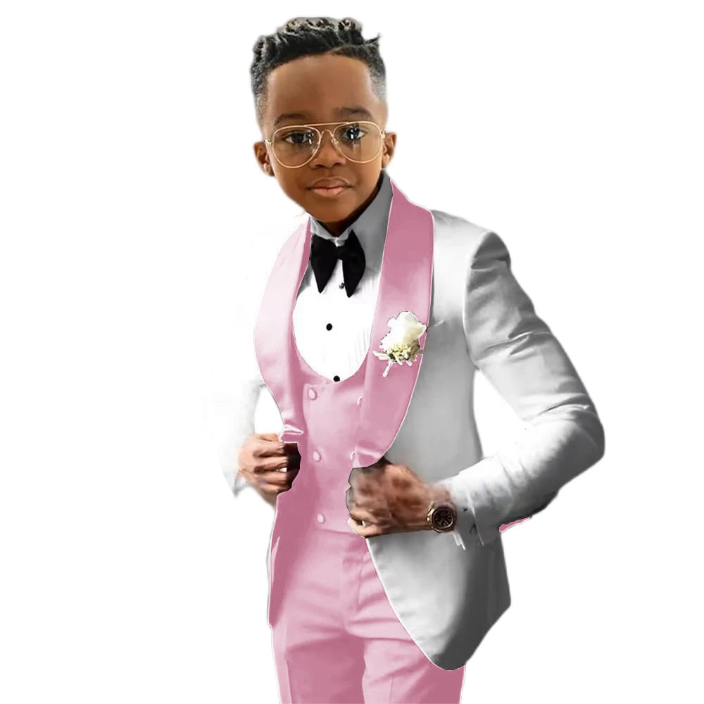 Wedding Tuxedo 3 Piece Jacket, Pants & Vest For Boys