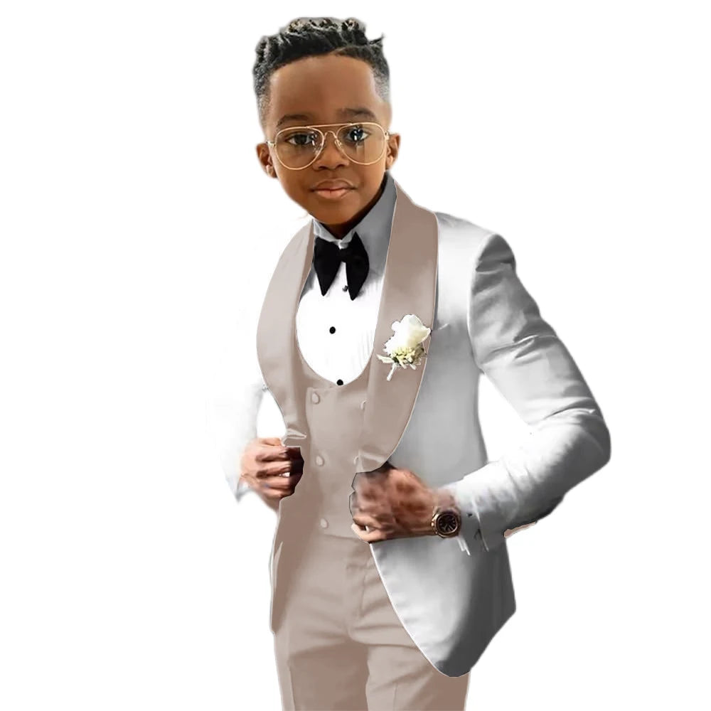 Wedding Tuxedo 3 Piece Jacket, Pants & Vest For Boys