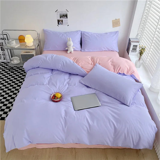 100% Cotton Duvet Cover, Pieces Solid Color Bedding Set, 1 Quilt Cover and 2 Pillowcases-No insert