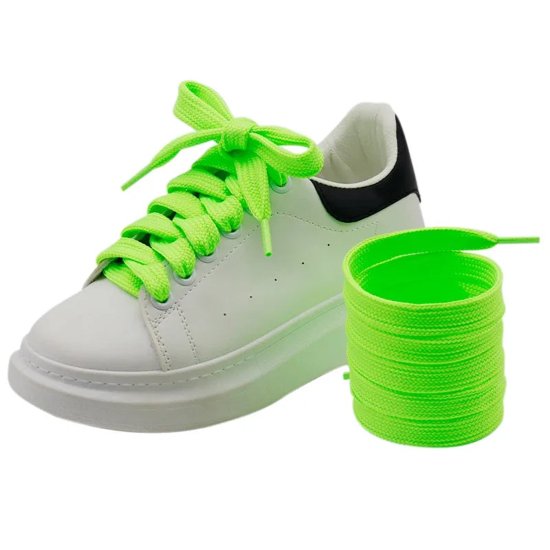 Wide 18mm Double Layer Sneakers Solid Flat Fat Shoestrings