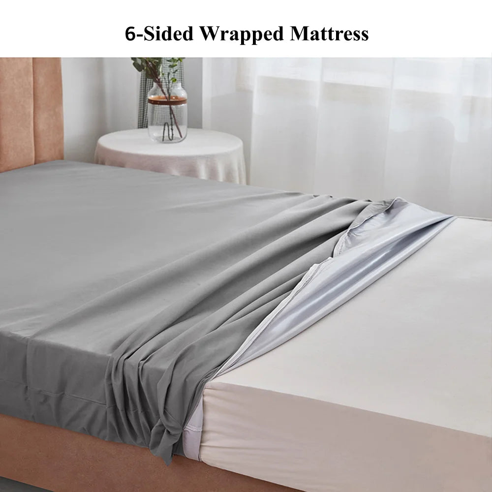 Housse de matelas imperméable avec fermeture éclair - Drap-housse anti-poussière entièrement fermé à 6 côtés pour lits doubles, jumeaux, complets, queen et king size