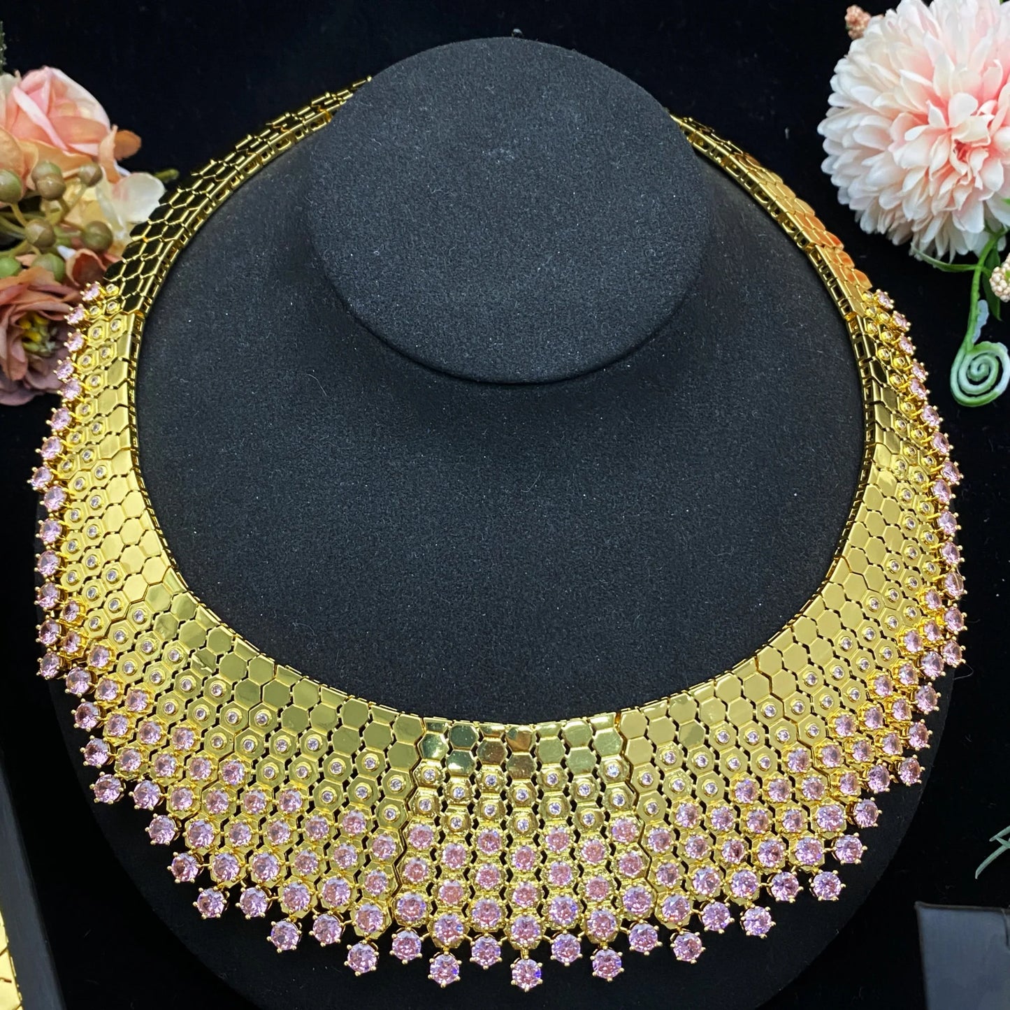 Timeless Elegant Jewelry Set 4-Piece Zirconia Necklace Earrings Bracelet Ring Plated