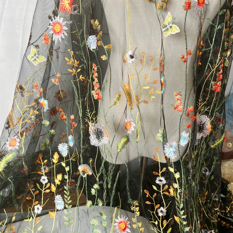 Aquatic fauna and flora Embroidery Wedding Dress Lace Fabric