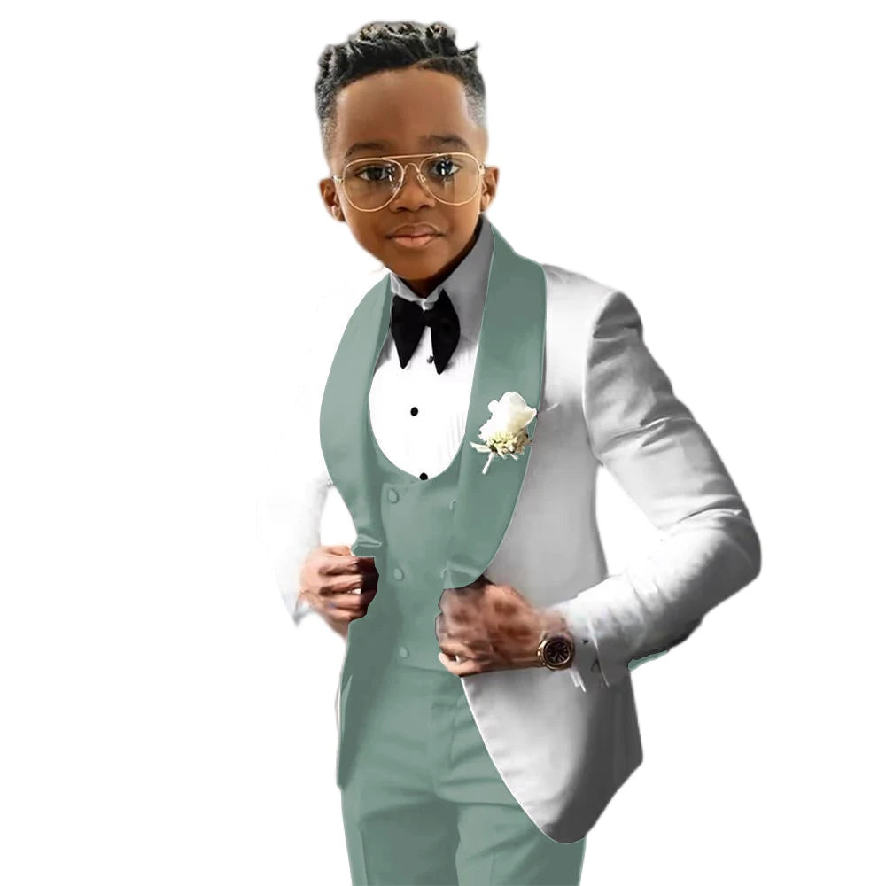 Wedding Tuxedo 3 Piece Jacket, Pants & Vest For Boys