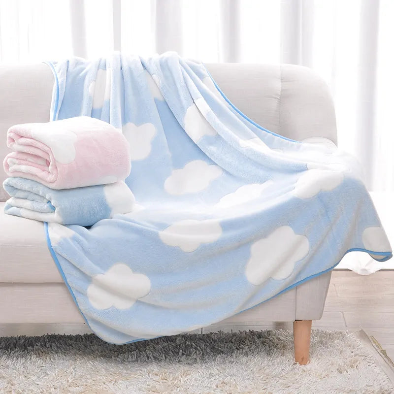 Newborn 3D Clouds Print Flannel Baby Blanket