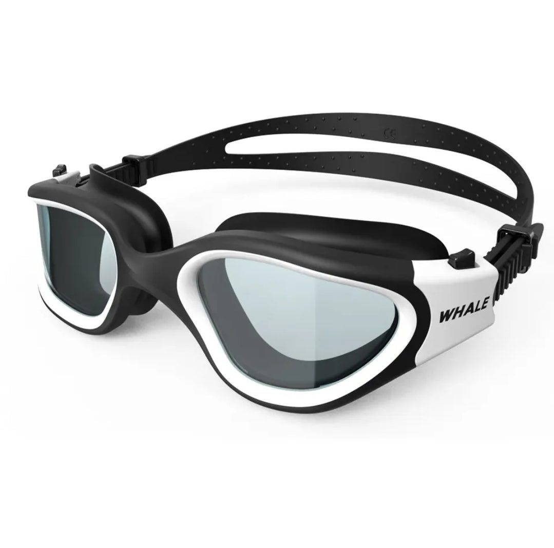 Anti-fog adjustable uv protection swim goggles for men and women.