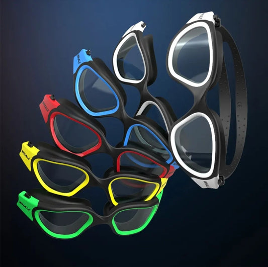 Anti-fog adjustable uv protection swim goggles for men and women.