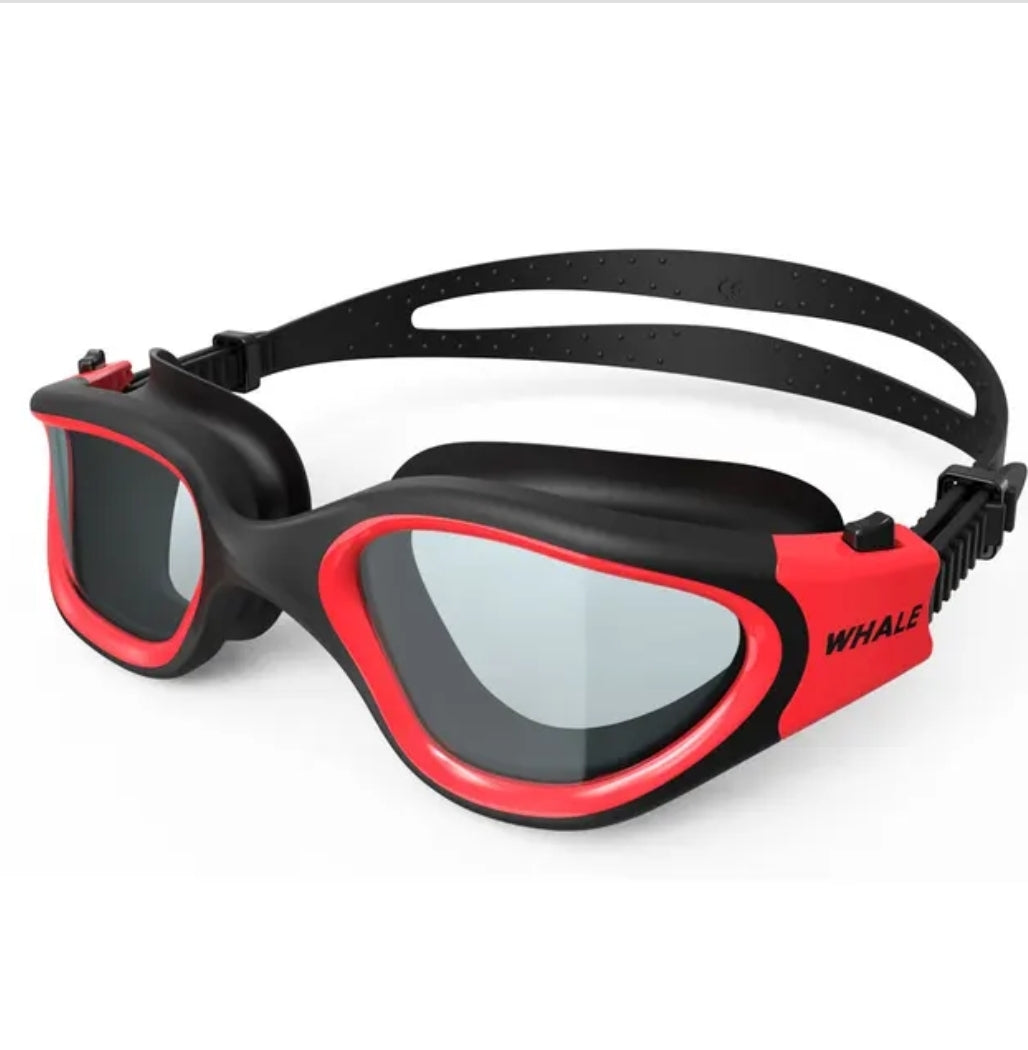 Anti-fog adjustable uv protection swim goggles for men and women.