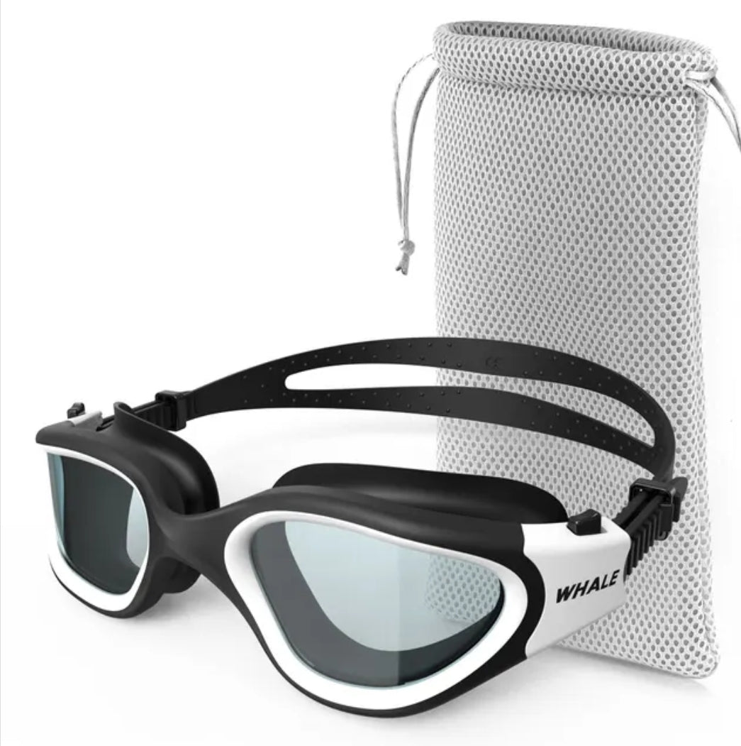 Anti-fog adjustable uv protection swim goggles for men and women.