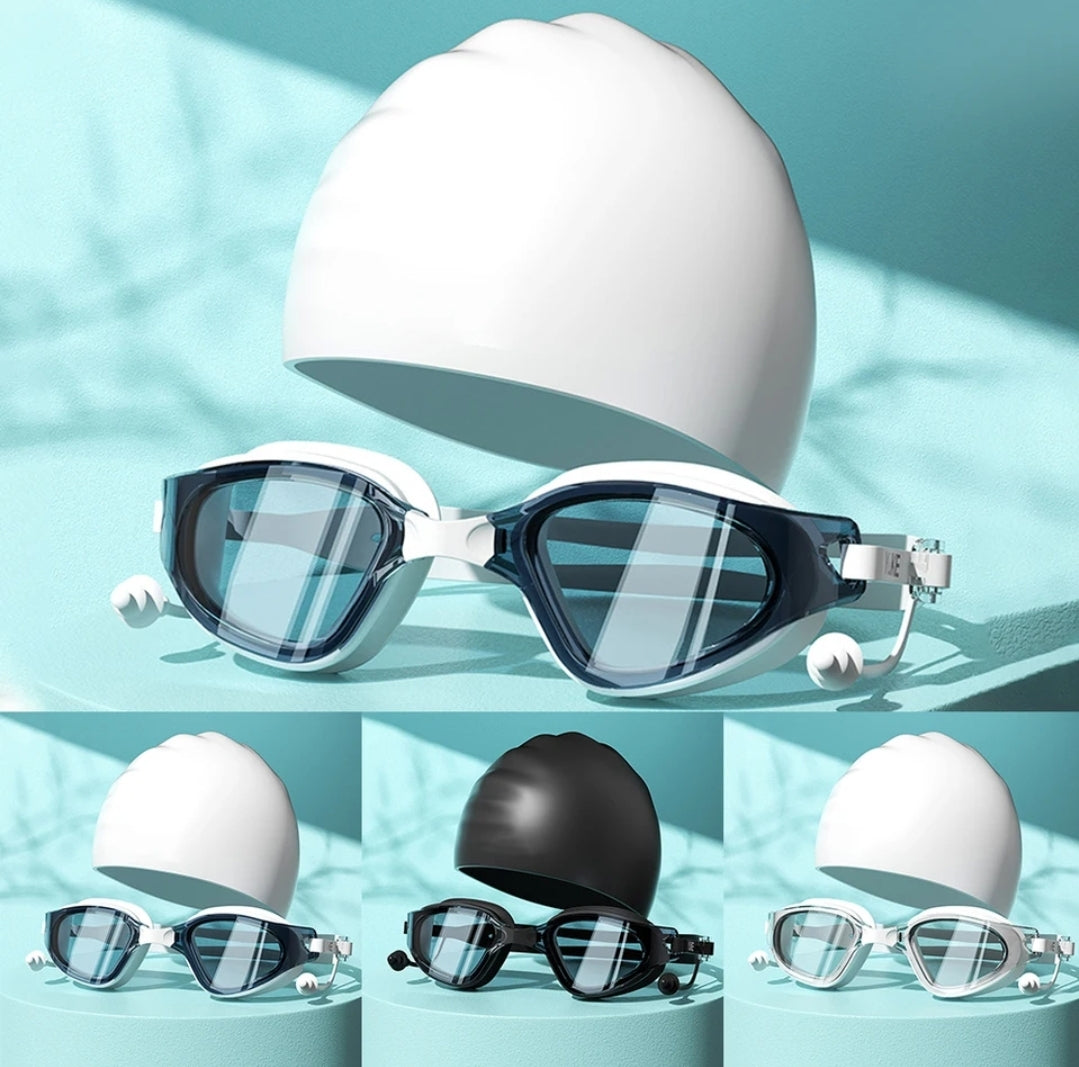 HD swim goggles with cap