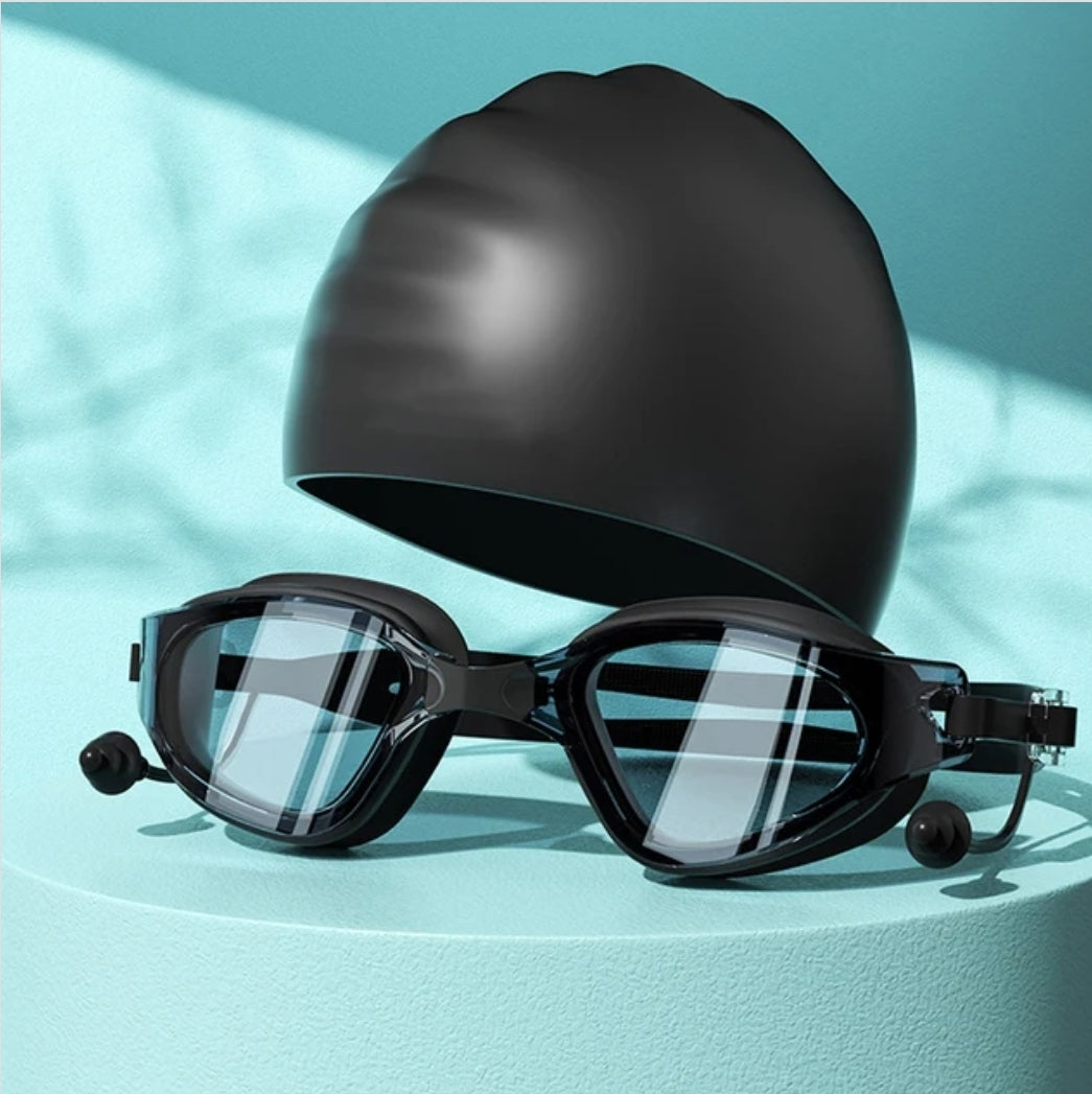 HD swim goggles with cap