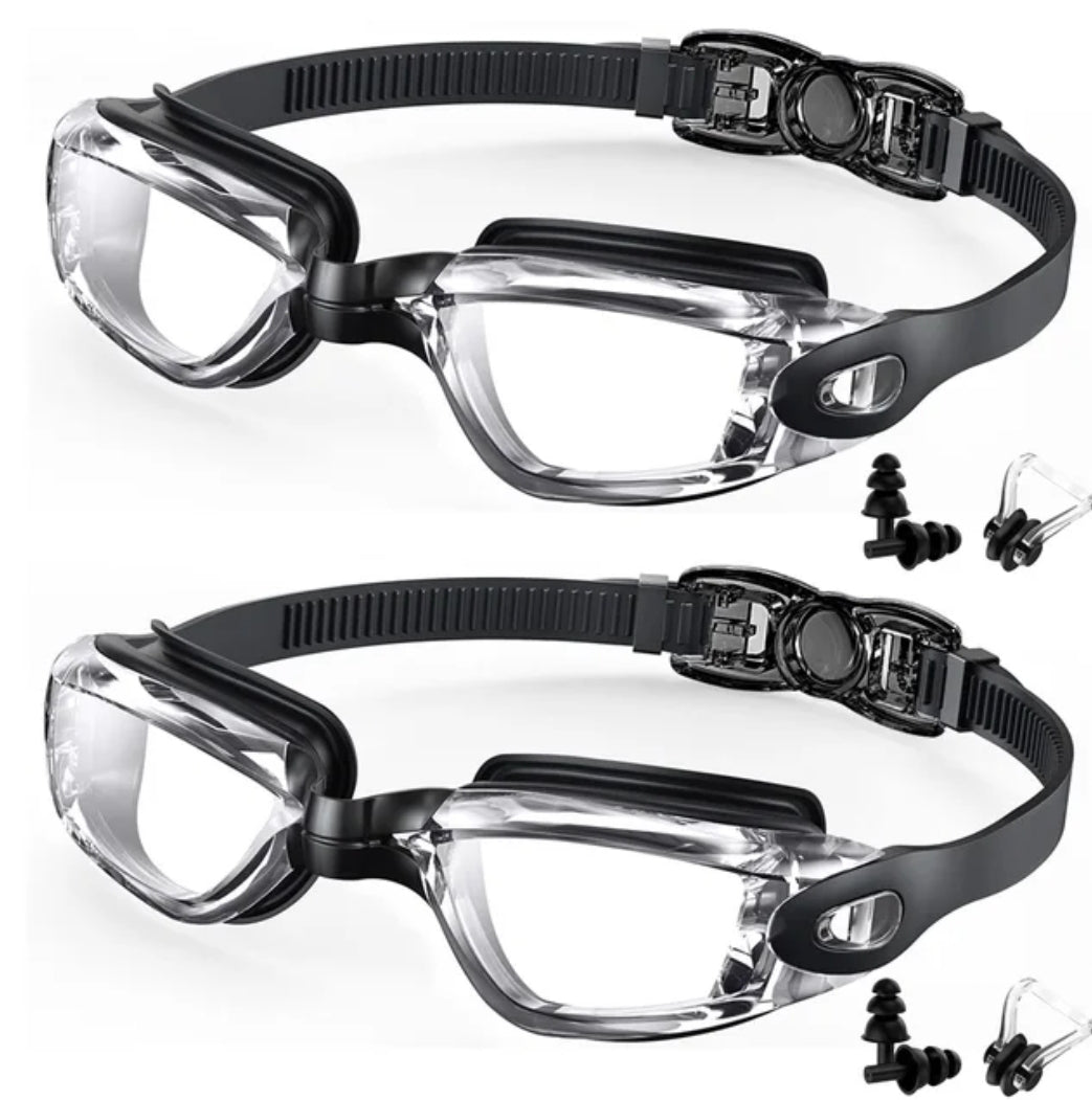 Two pack anti-fog swimming goggles with adjustable straps