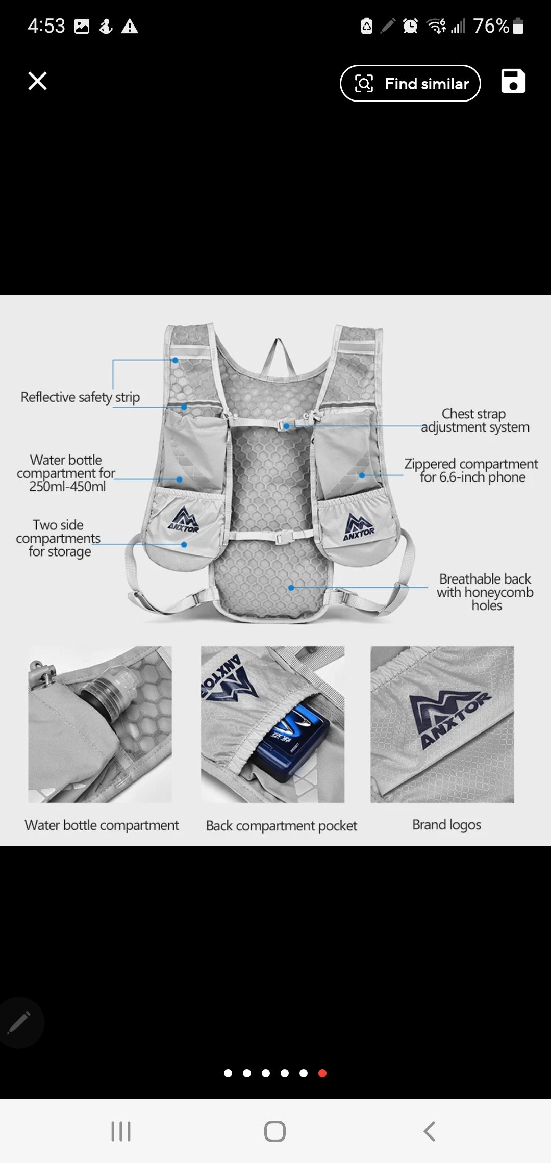 ANXTOR hydration backpack and two 500ml water bags