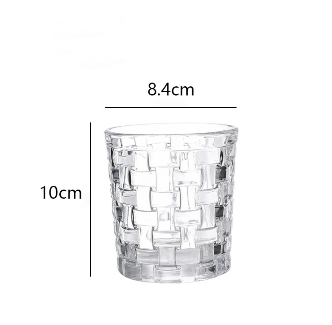 Verres à whisky et à vin ronds 330/410 à motifs rectangulaires