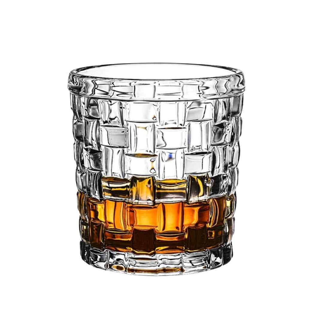 Verres à whisky et à vin ronds 330/410 à motifs rectangulaires