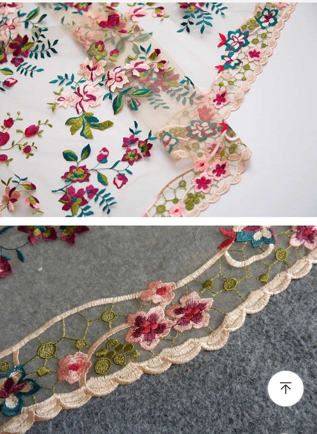 Embroidered floral mesh fabric