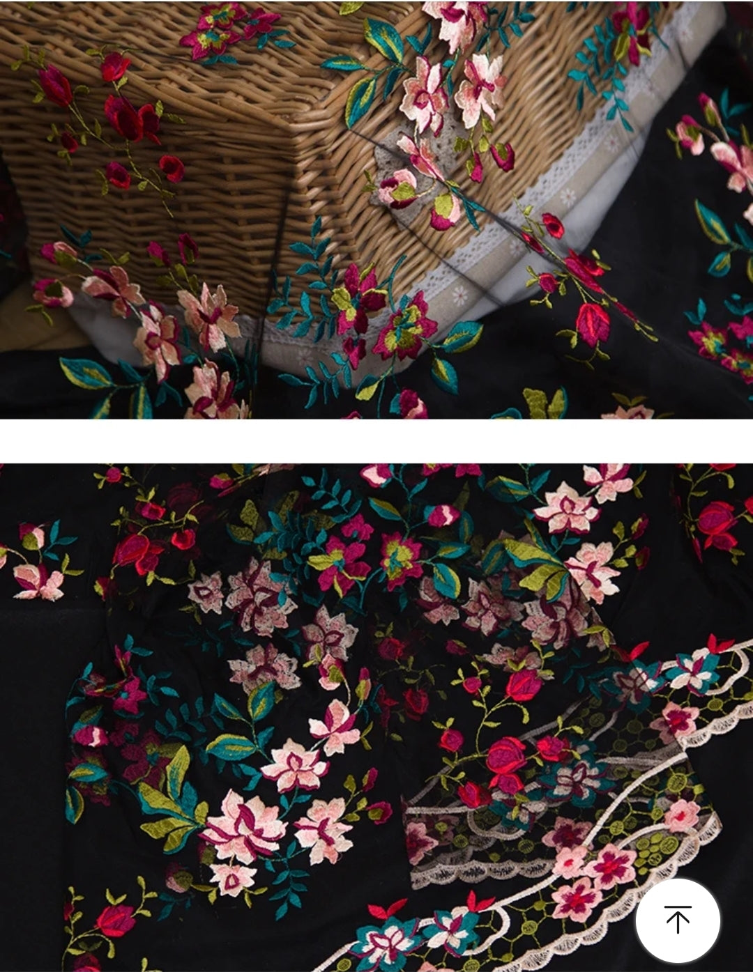 Embroidered floral mesh fabric