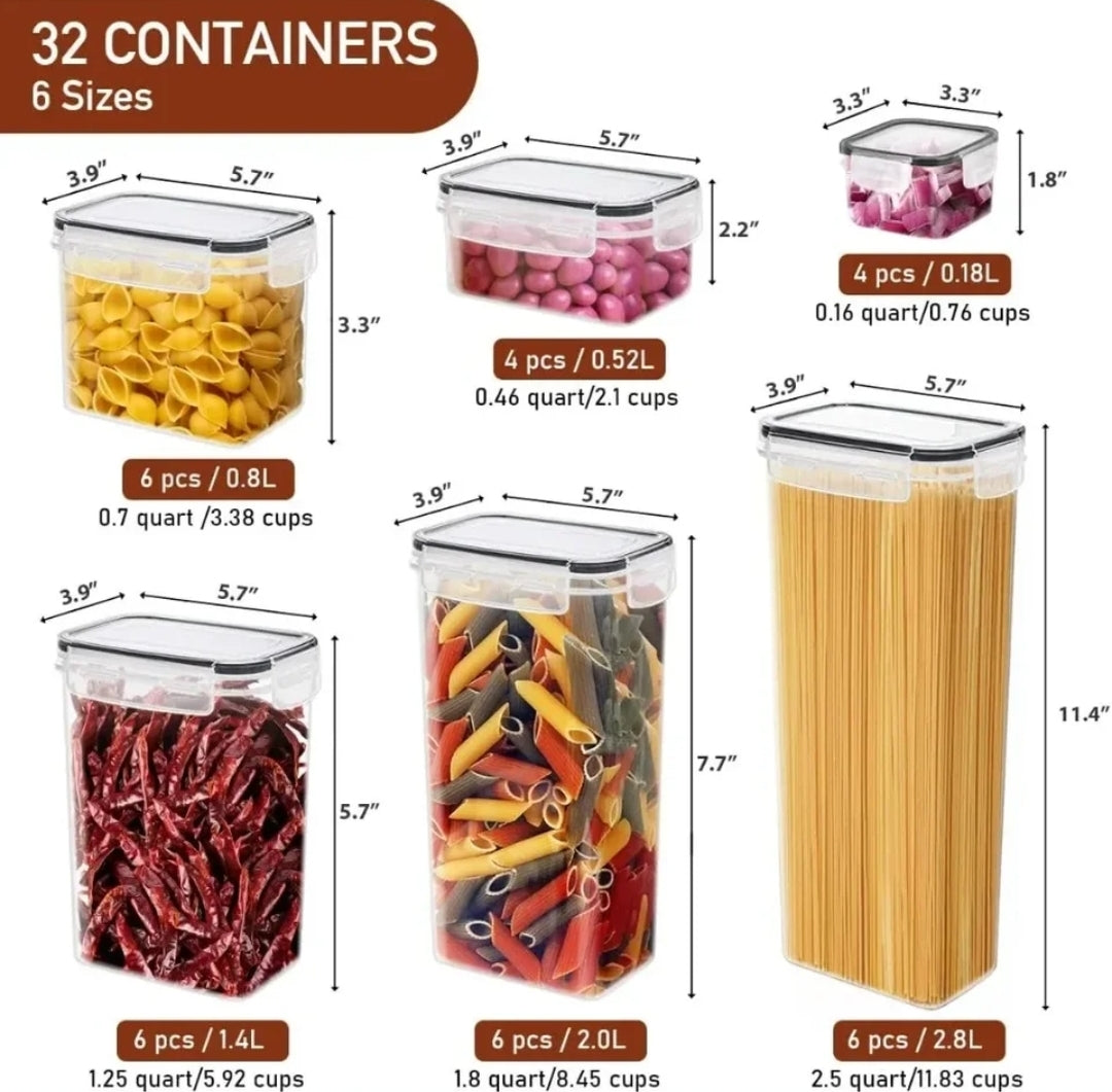 32 airtight food storage containers