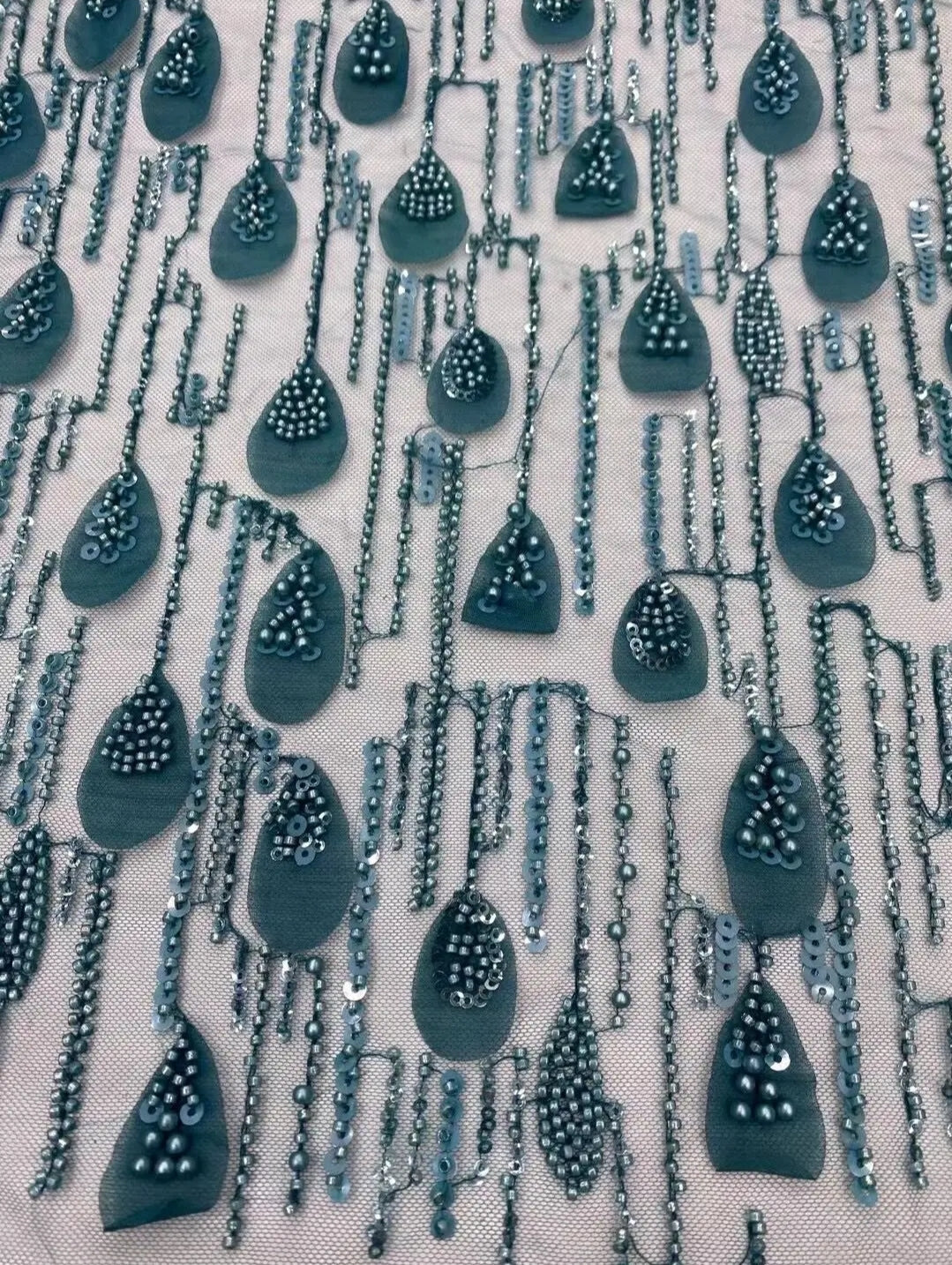 Rain drop Beaded Sequins lace fabrics