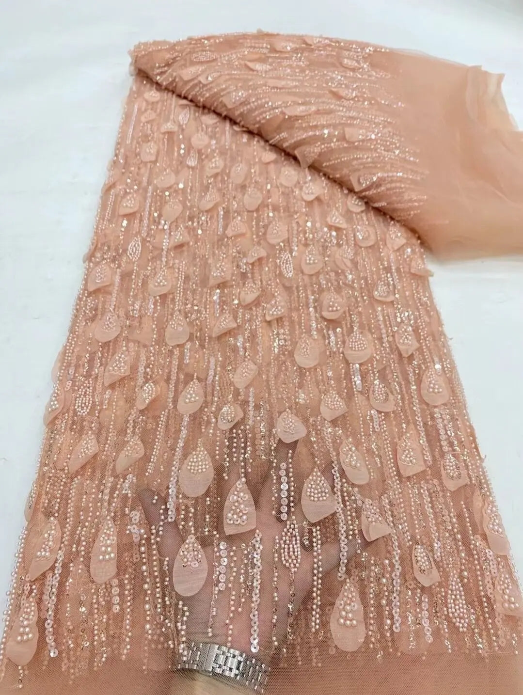 Rain drop Beaded Sequins lace fabrics