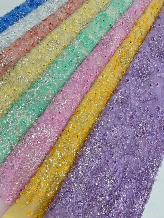 Beaded Sequins cord lace fabrics