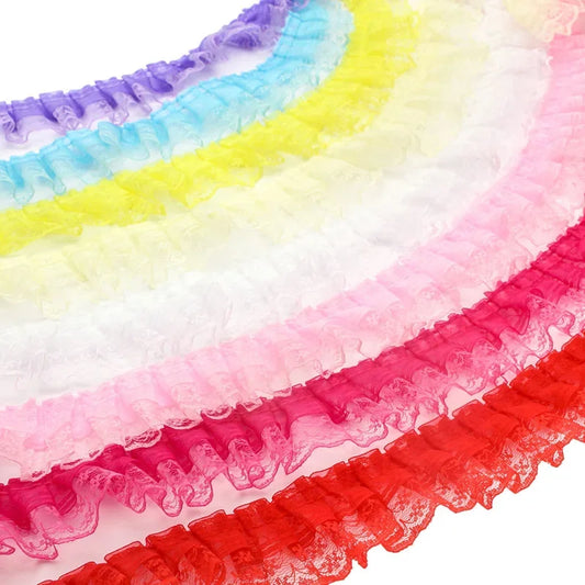2 Yards/bag Solid Color Lace Wrinkle Lace Wedding Satin Ribbon DIY Fabric