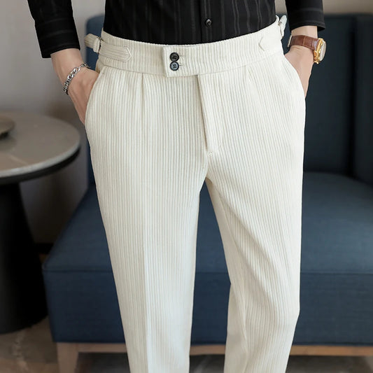 Light Luxury Chenille Neapolitan High Waist  Casual Pants for Men