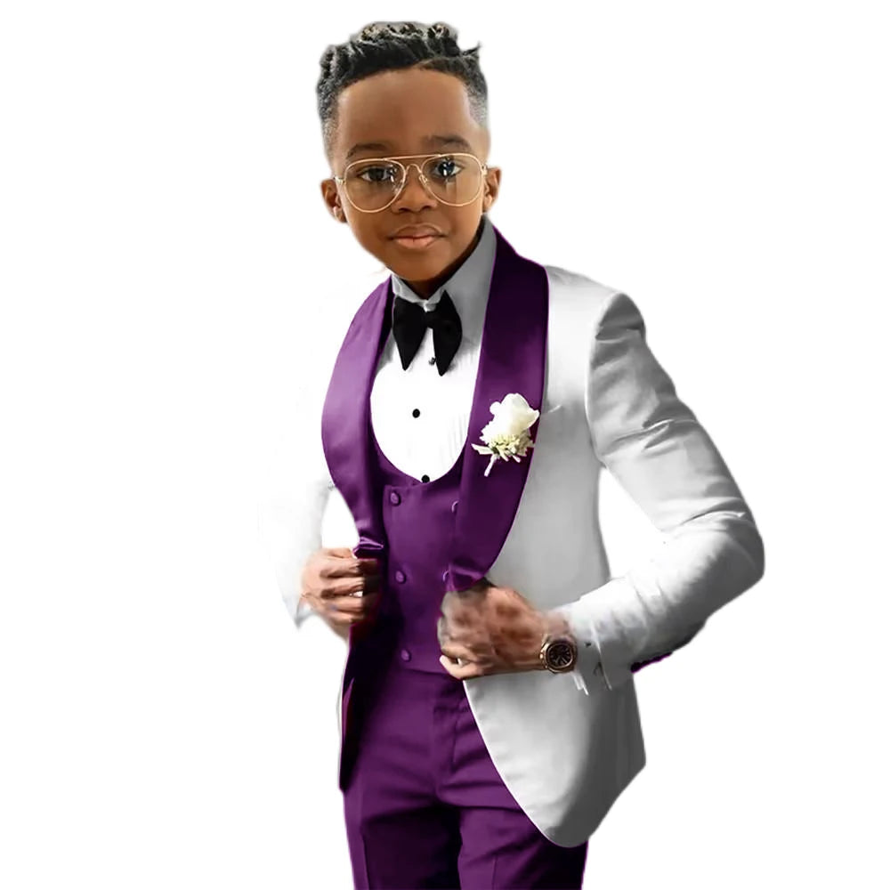 Wedding Tuxedo 3 Piece Jacket, Pants & Vest For Boys