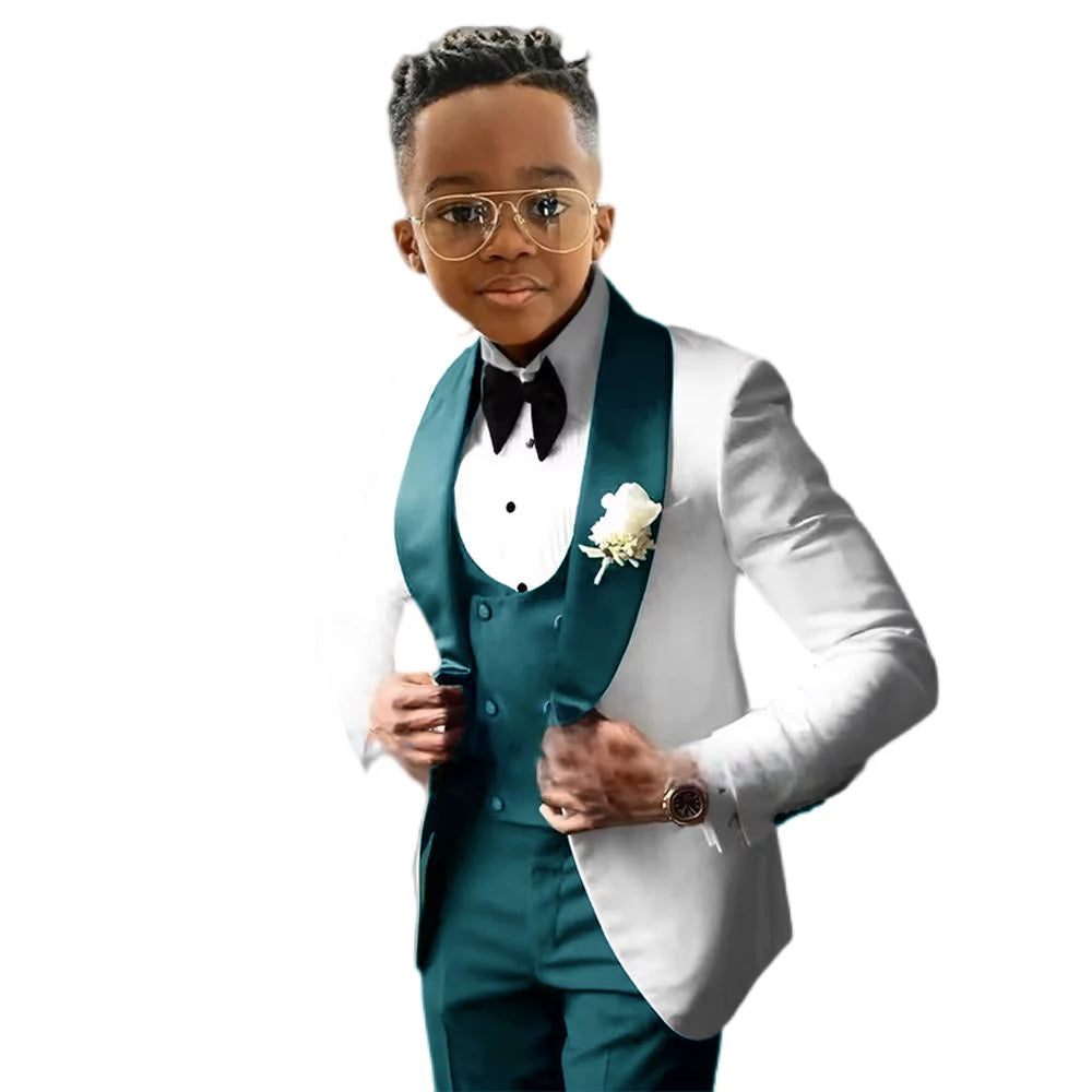 Wedding Tuxedo 3 Piece Jacket, Pants & Vest For Boys