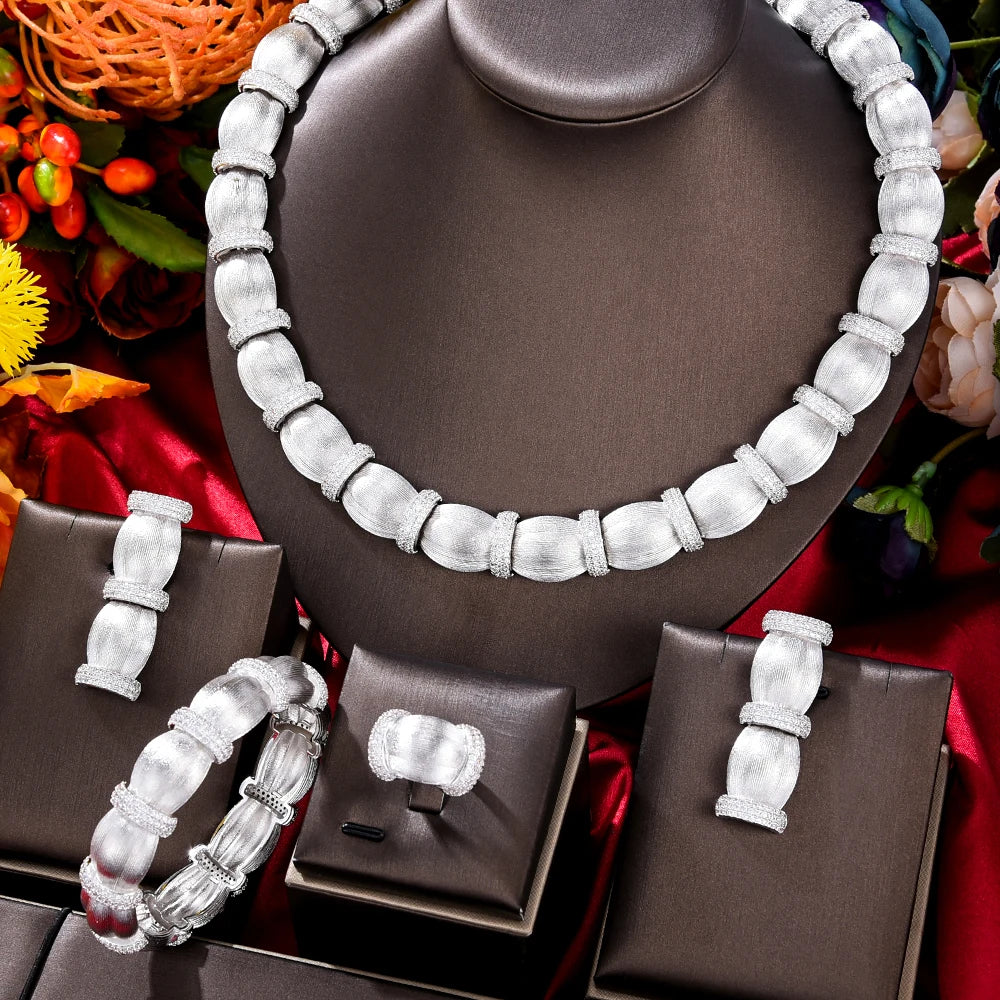 4PCS Fashion Luxury Bamboo Knot Africa Jewelry Sets For Women