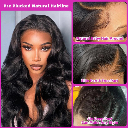 30Inch Brazilian Body Wave 220 Density 13x6/13x14 HD Transparent Lace Front Wigs