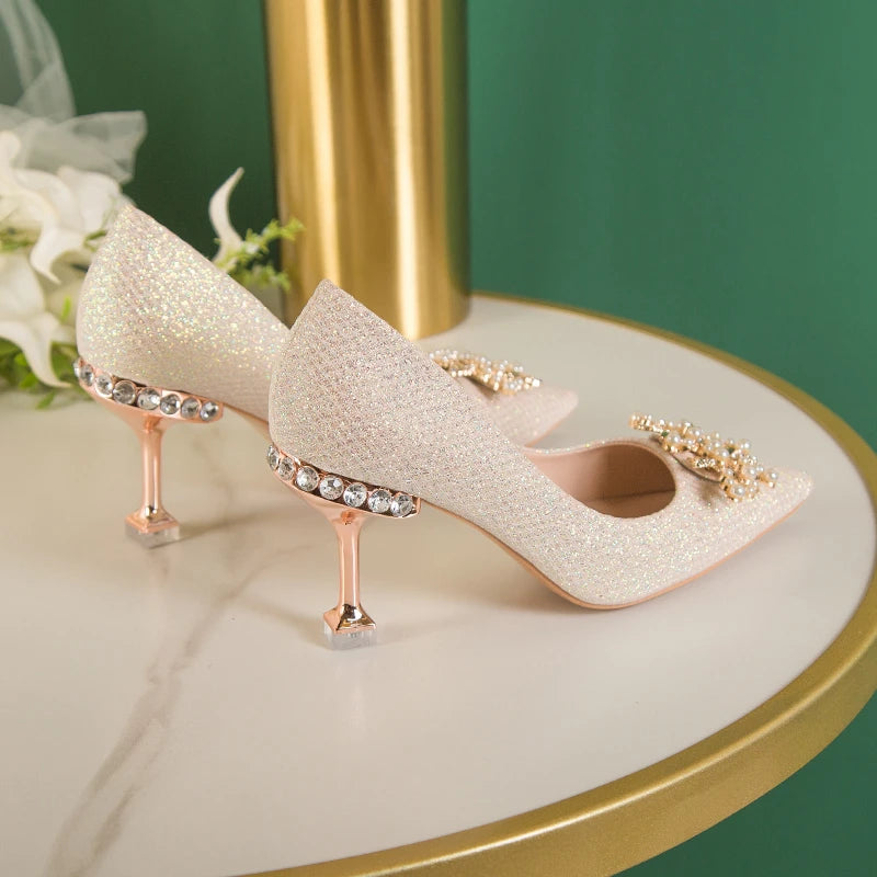 Bridal Rhinestone with Gold finish Fashion High Heels